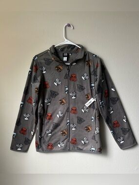 NWT Amazon Essentials Star Wars Vader Friends Fleece Jacket Kids XXL 11-12 Gray